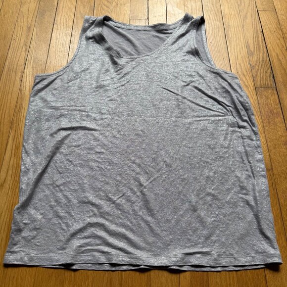 Eileen Fisher Size XL Silver Gray Metallic Linen Lightweight Sleeveless Tank Top - Picture 3 of 9